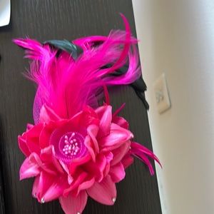 Pink with black accent fascinator - pin